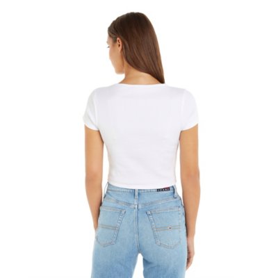 Tee-shirt à manches courtes femme Tjw Bby Crp Essential Rib V TOMMY HILFIGER