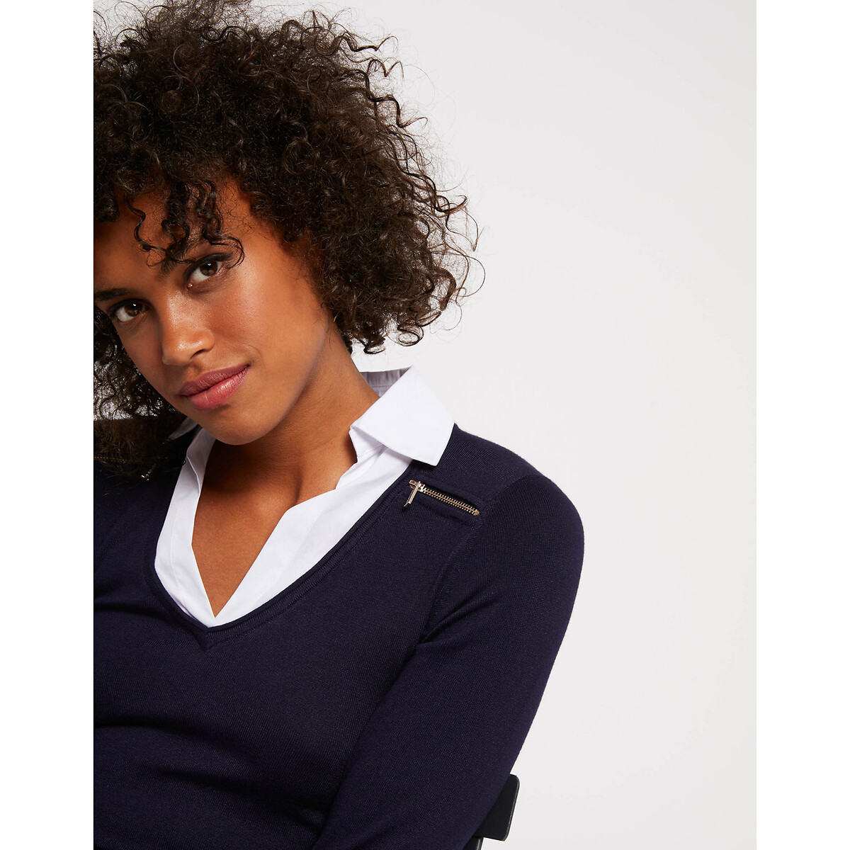 MORGAN<br>Camisa suéter 2 em 1, com zíper no ombro
