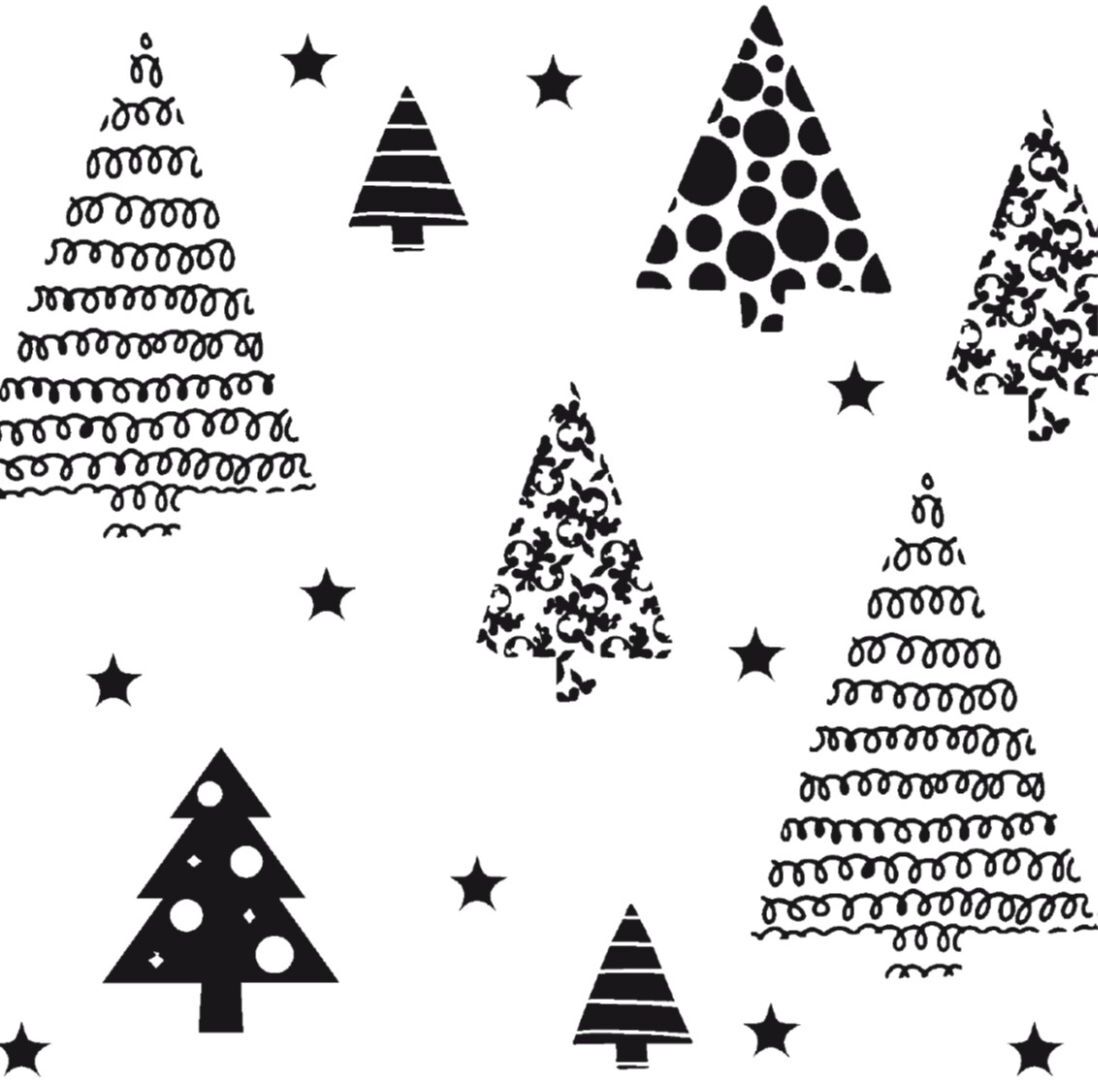 Servetten kerstbomen zwart wit 33 x 33 cm 20 stuks