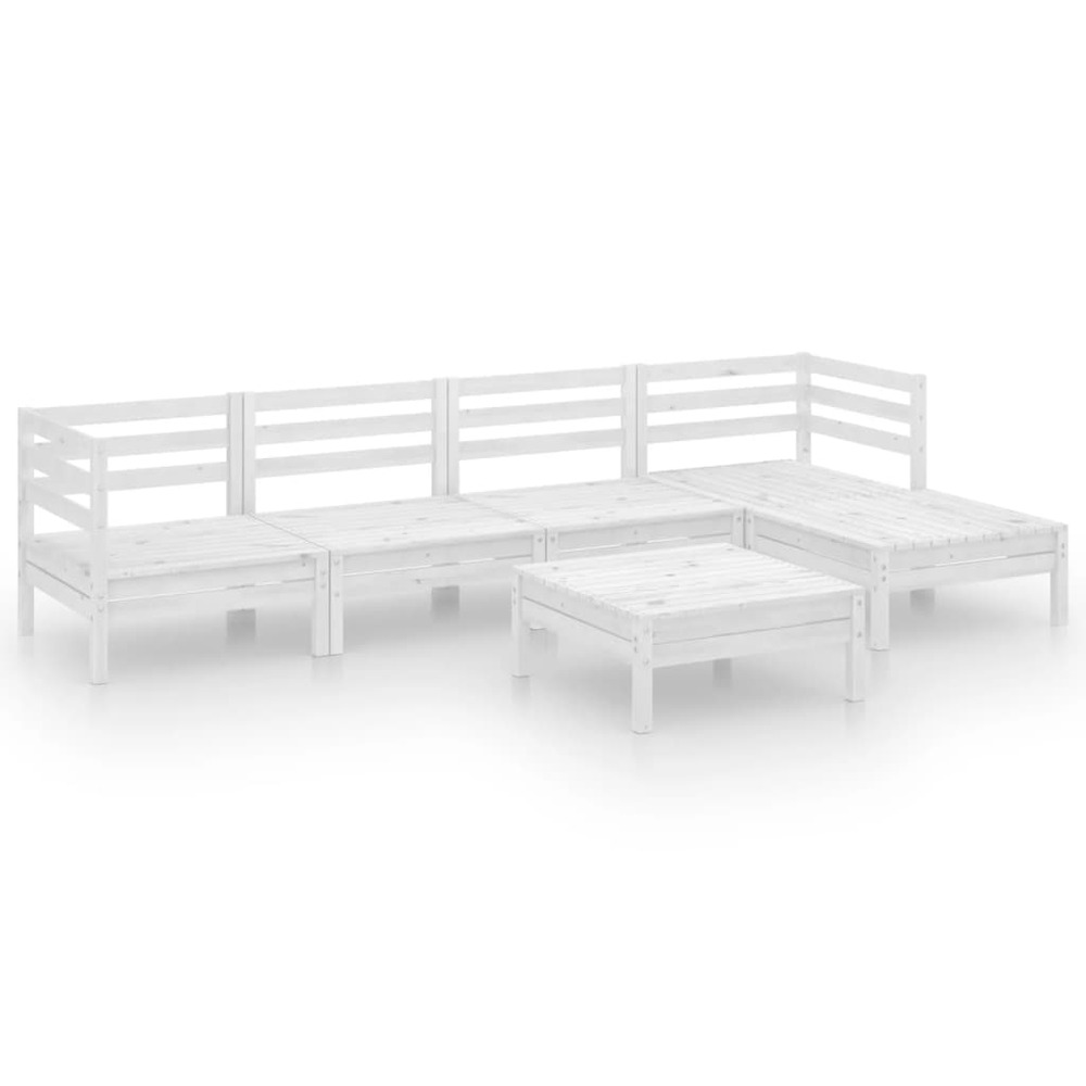 Salon de jardin meuble d'extérieur ensemble de mobilier 6 pièces bois de pin massif blanc