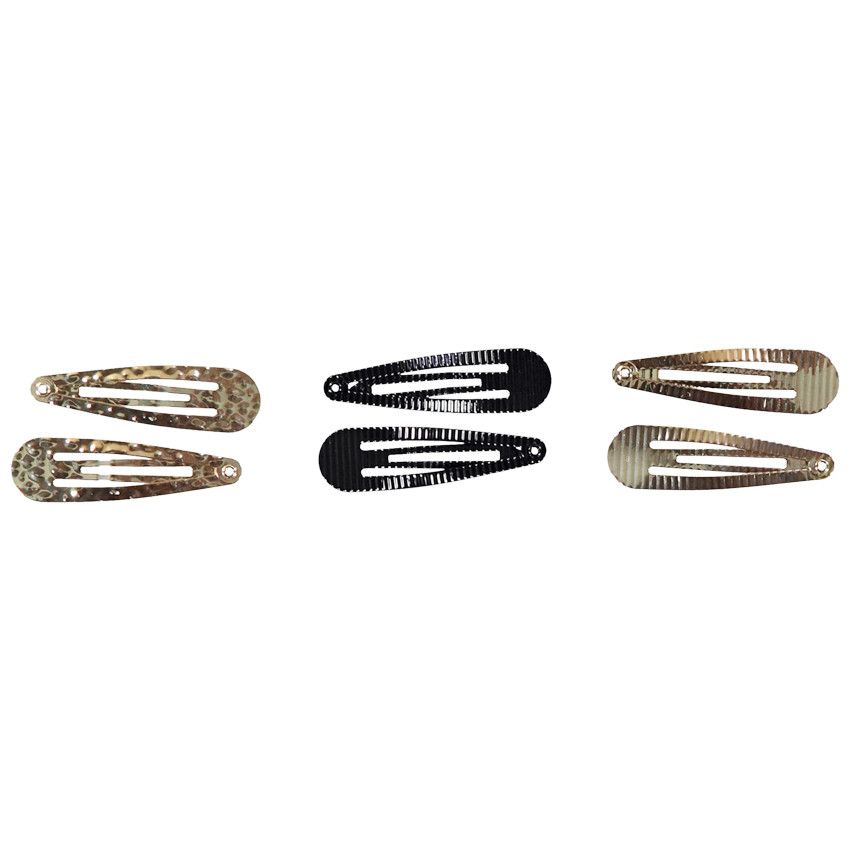 Lot de 6 barrettes texturées pour fille - Noir