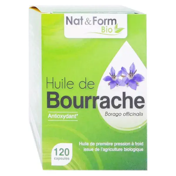 Vitamina E de Borragem Orgânica Nat & Form, 120 cápsulas