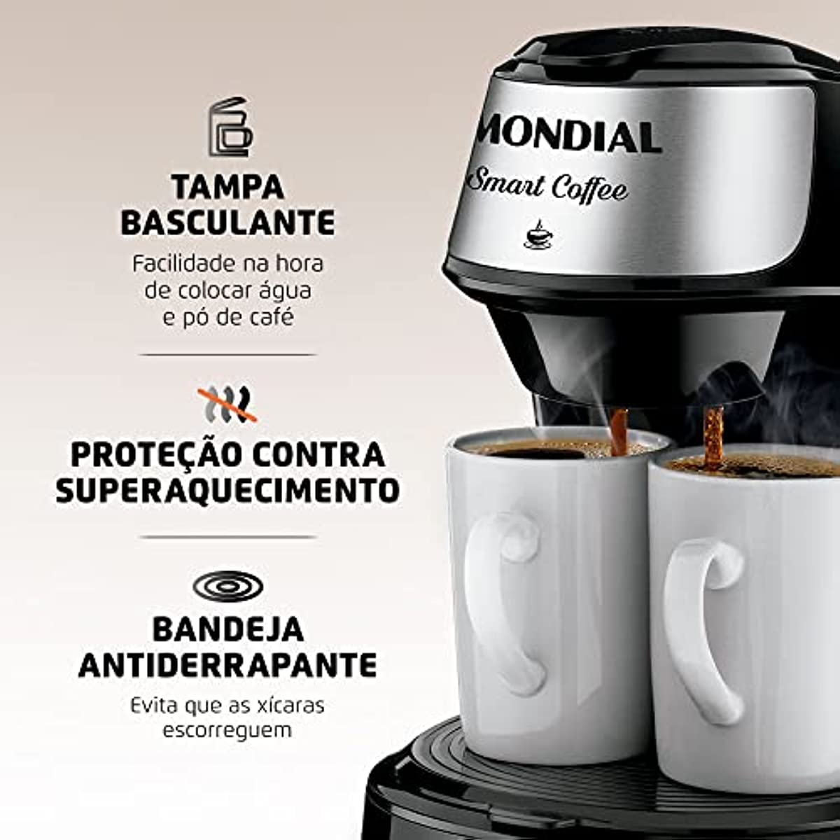 Cafeteira Mondial 2 x&iacute;caras Smart Coffee C-42-2X-BI CAFETEIRA C-42-2X-BI 127V/60HZ 2 X&Iacute;CARAS