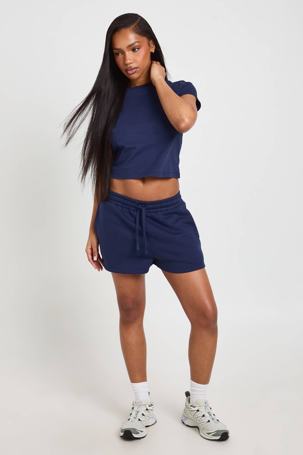 boohoo Ensemble Survêtement Top Manches Courtes Et Short Molleton