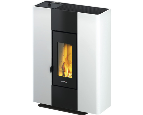 FreePoint Roxy pelletkachel, staal, wit, 7 kW, inclusief afstandsbediening