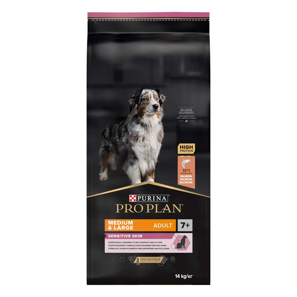 PRO PLAN Sensitive Skin Senior Medium/Large - Hondenvoer - 14 Kilogram - zalm
