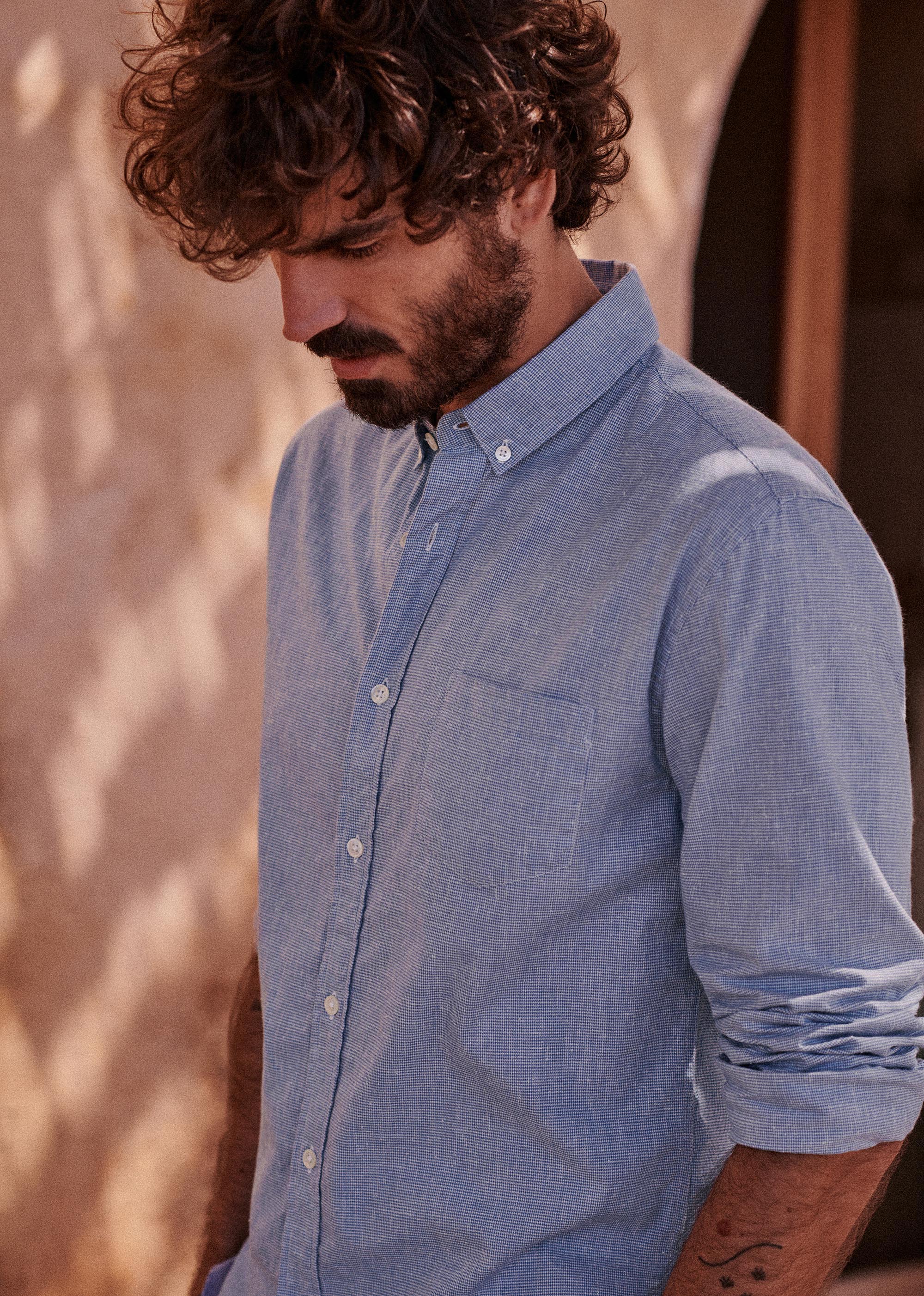 Chemise Charlie Pied de Poule - Bleu - POUR LUI 5906569