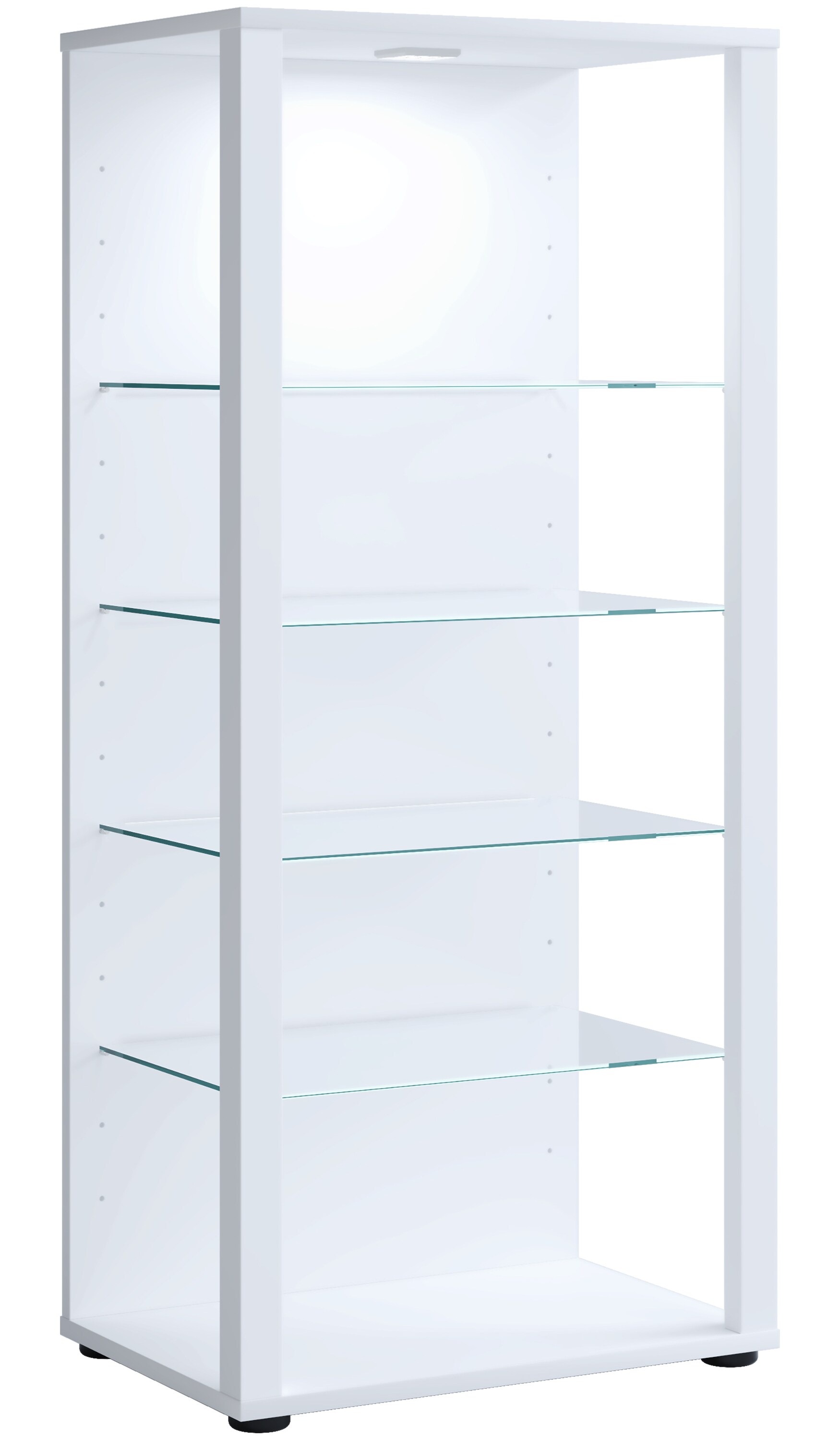 VCM Glasvitrine stehend | Vitrine Glas mit ESG-Sicherheitsglas | Maße: H. 115 x B. 52 x T. 35 cm | Standvitrine Glas | Modern und platzsparend | Glas Vitrinenschrank - Glasol lll
