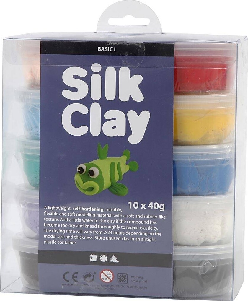 Silk Clay - Modellervoks Sæt - Basis Farver - 10X40 G