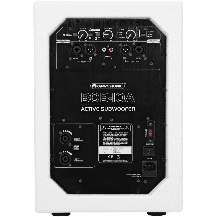 Omnitronic BOB-10A actieve 10 inch subwoofer wit
