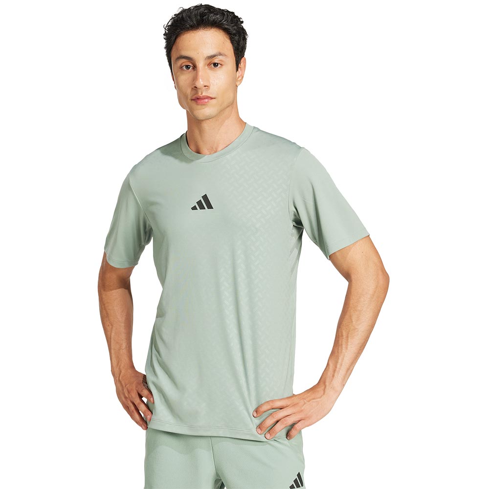 adidas Power 3-Streifen T-Shirt Herren silver green
