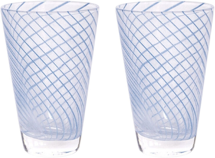 OYOY Living Design Yuka Swirl Glas - Pakke med 2 Blå