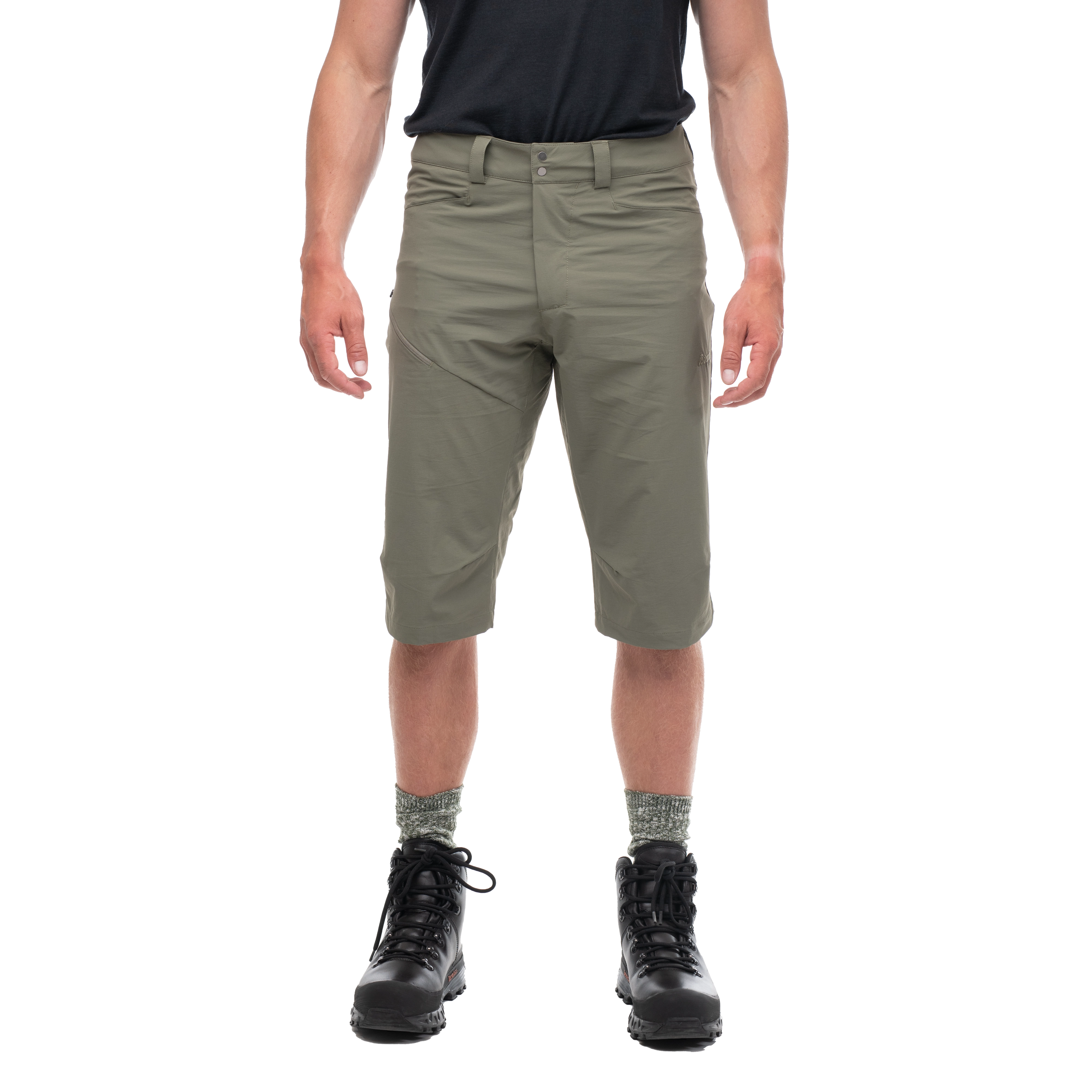 Vandre Light Softshell Long Shorts Men Green Mud