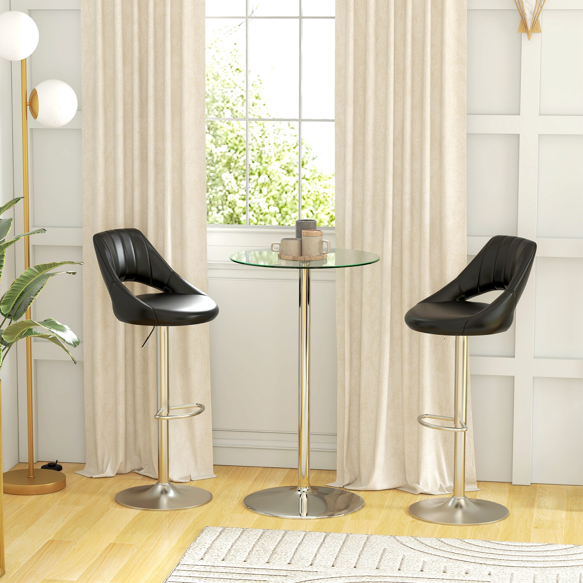 HOMCOM Bartisch mit rutschfesten Fußpad transparent Ø60 x 102H cm
