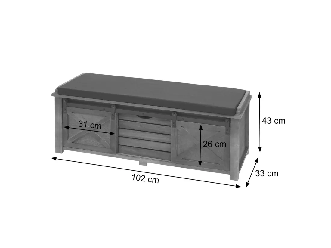 Banc avec compartiments de rangement MCW-H53, marron