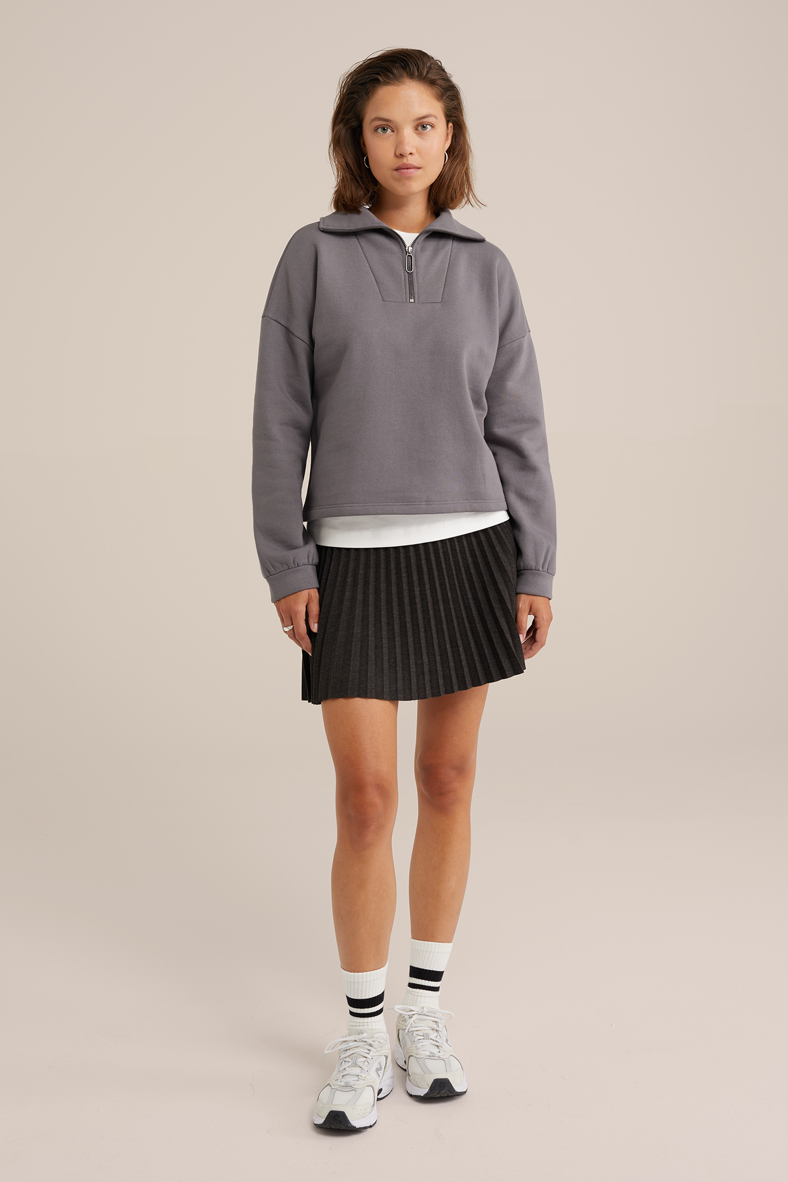 plissé rok WE Fashion Donkergrijs