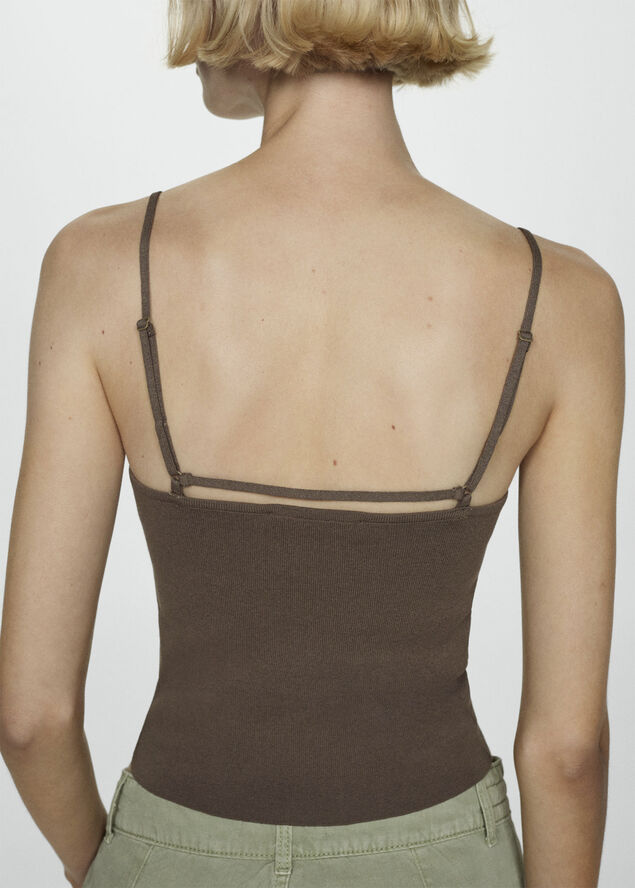 MANGO Knit strap top Beige - khaki