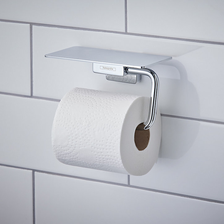 Porte rouleau papier toilette mural avec tablette chromé Addstoris Hansgrohe