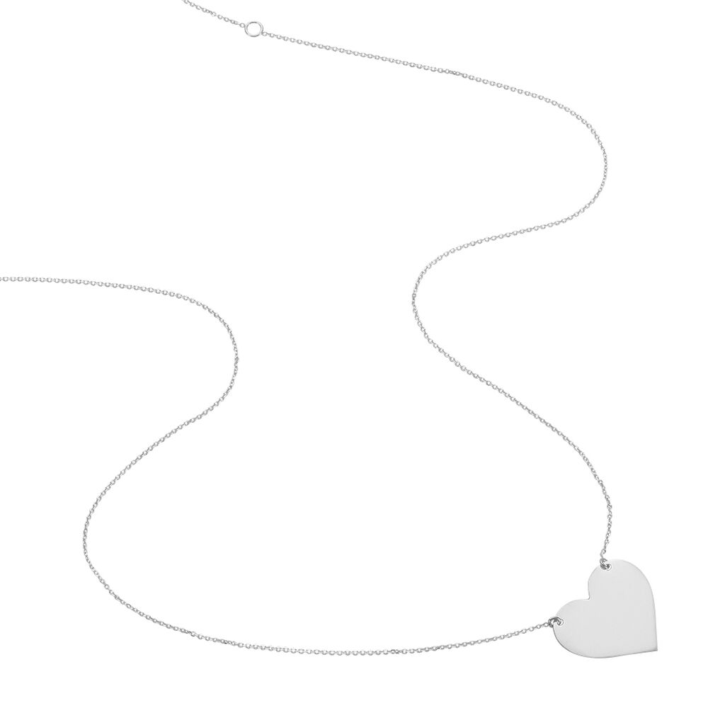 Collier Coeur Gravable Or Blanc