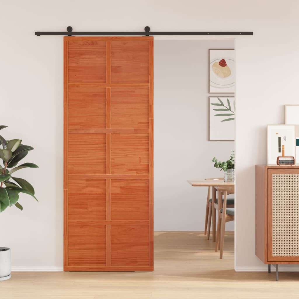 vidaXL Schuifdeuren Wasbruin 80x208 cm Massief grenenhout