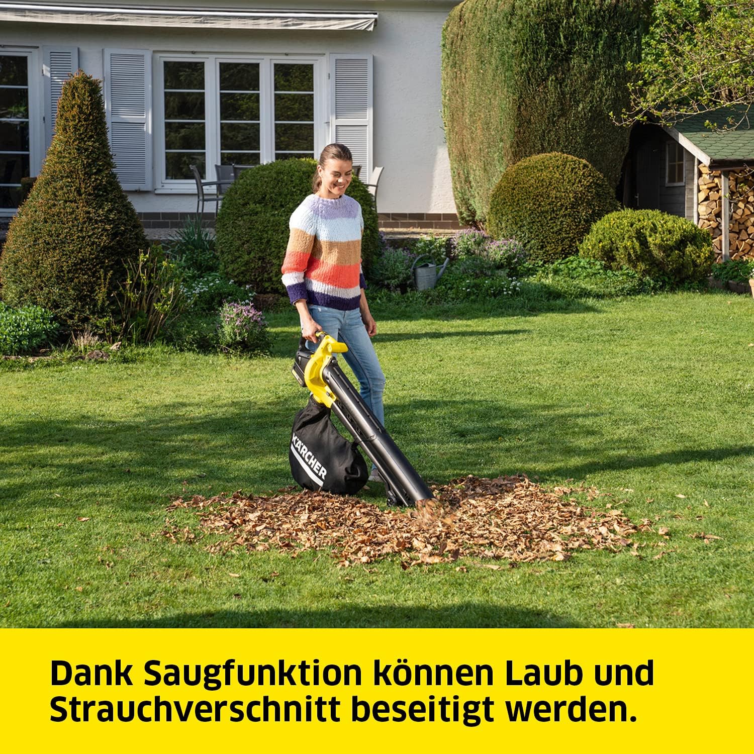 Kärcher 18 V Akku-Laubbläser und Laubsauger BLV 18-200 Battery, mit Mulchfunktion, Luftgeschwindigkeit:200 km/h, Fangsackvolumen: 45 l, Gewicht: 3,5 kg, verwendbar dem, ohne Akku