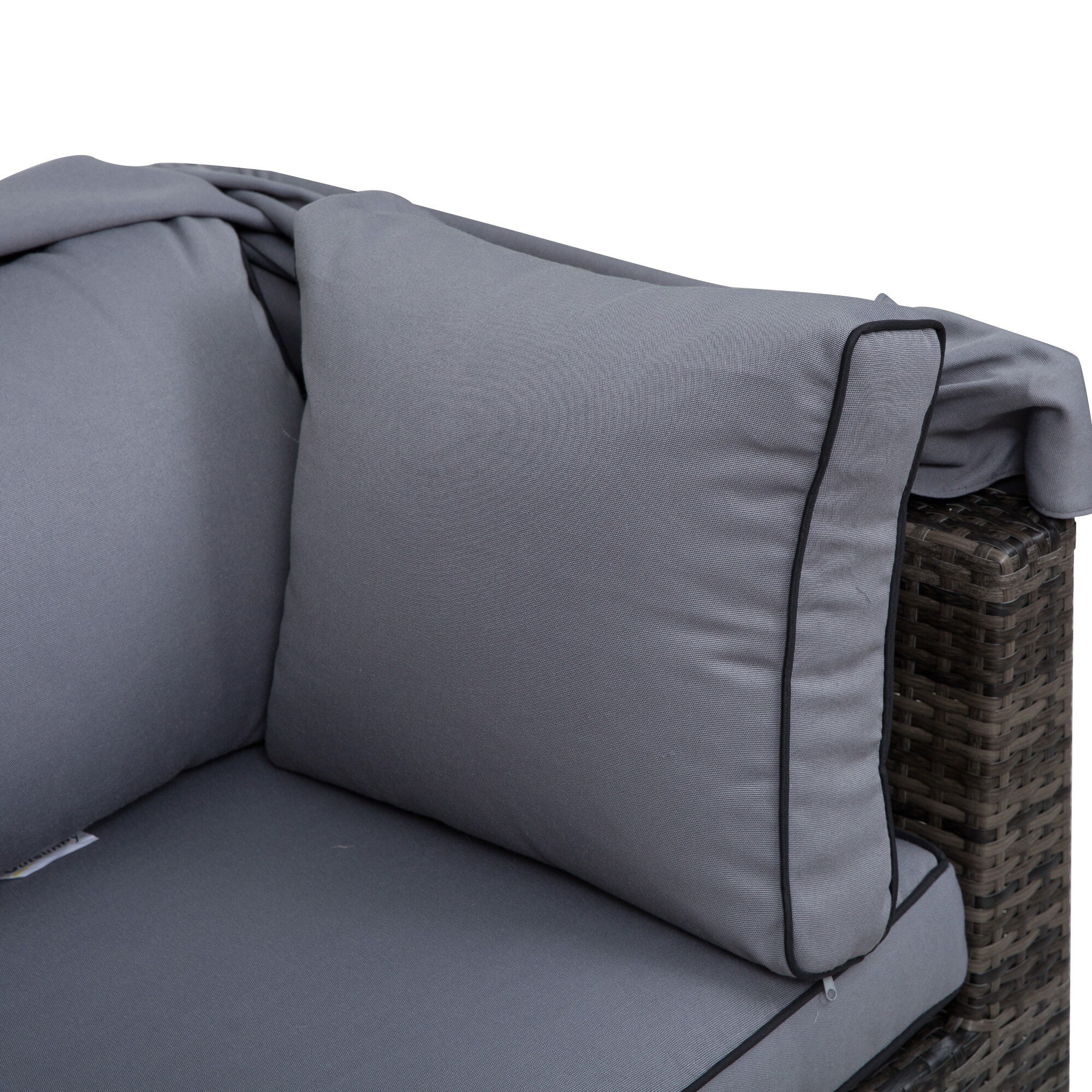 Outsunny Polyrattan Lounge-Set mit Sonnendach, Kissen und Beistelltisch grau