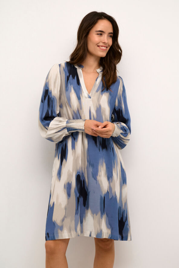 Kaffe KAbeathe Short Dress Blue abstract print