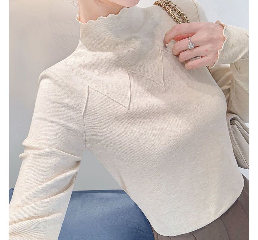 Everose - T-shirt met lange mouwen en hoge hals en effen panelen