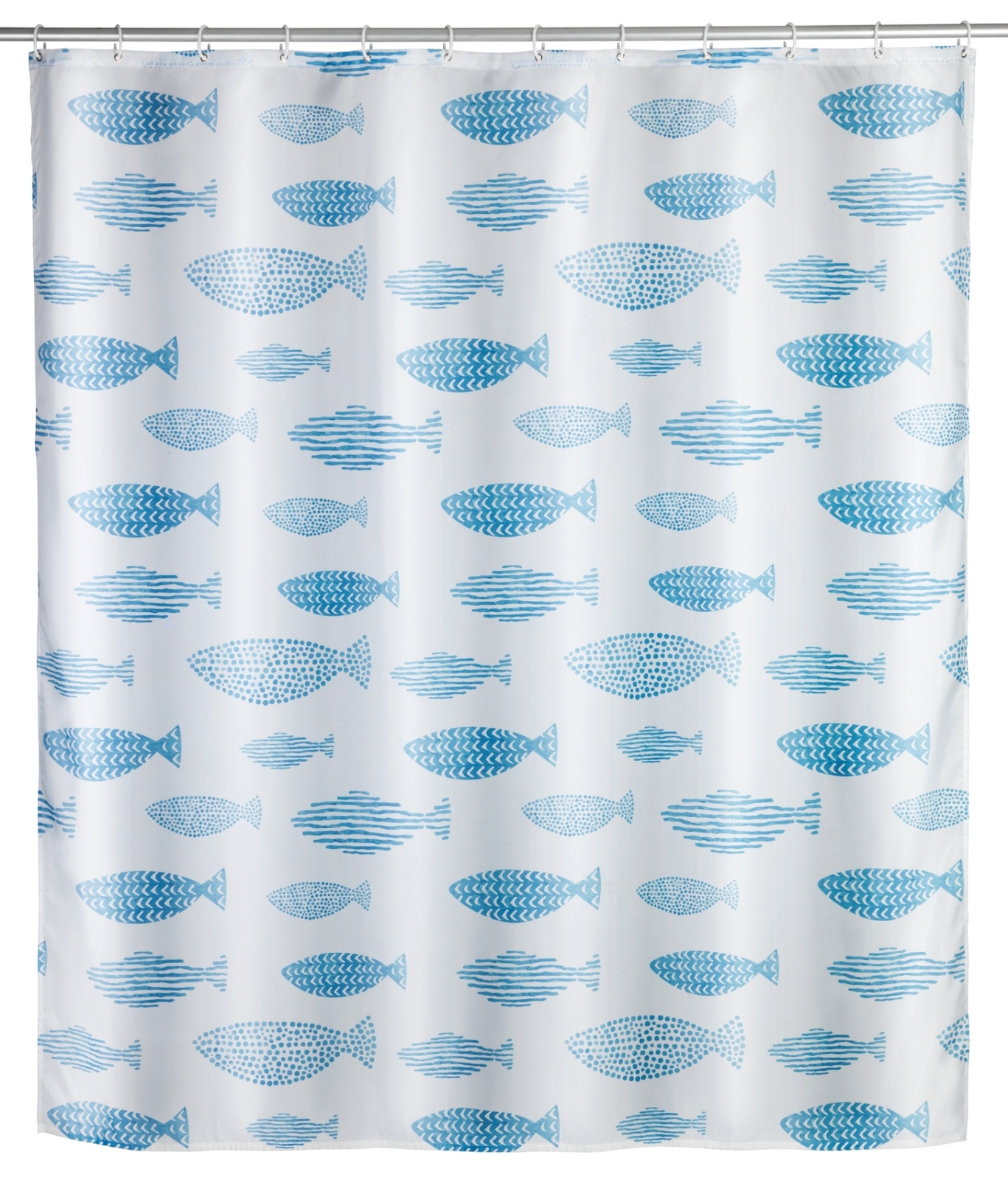 WENKO Duschvorhang AQUAMARIN- weiß-blau - waschbar - 200x180 cm