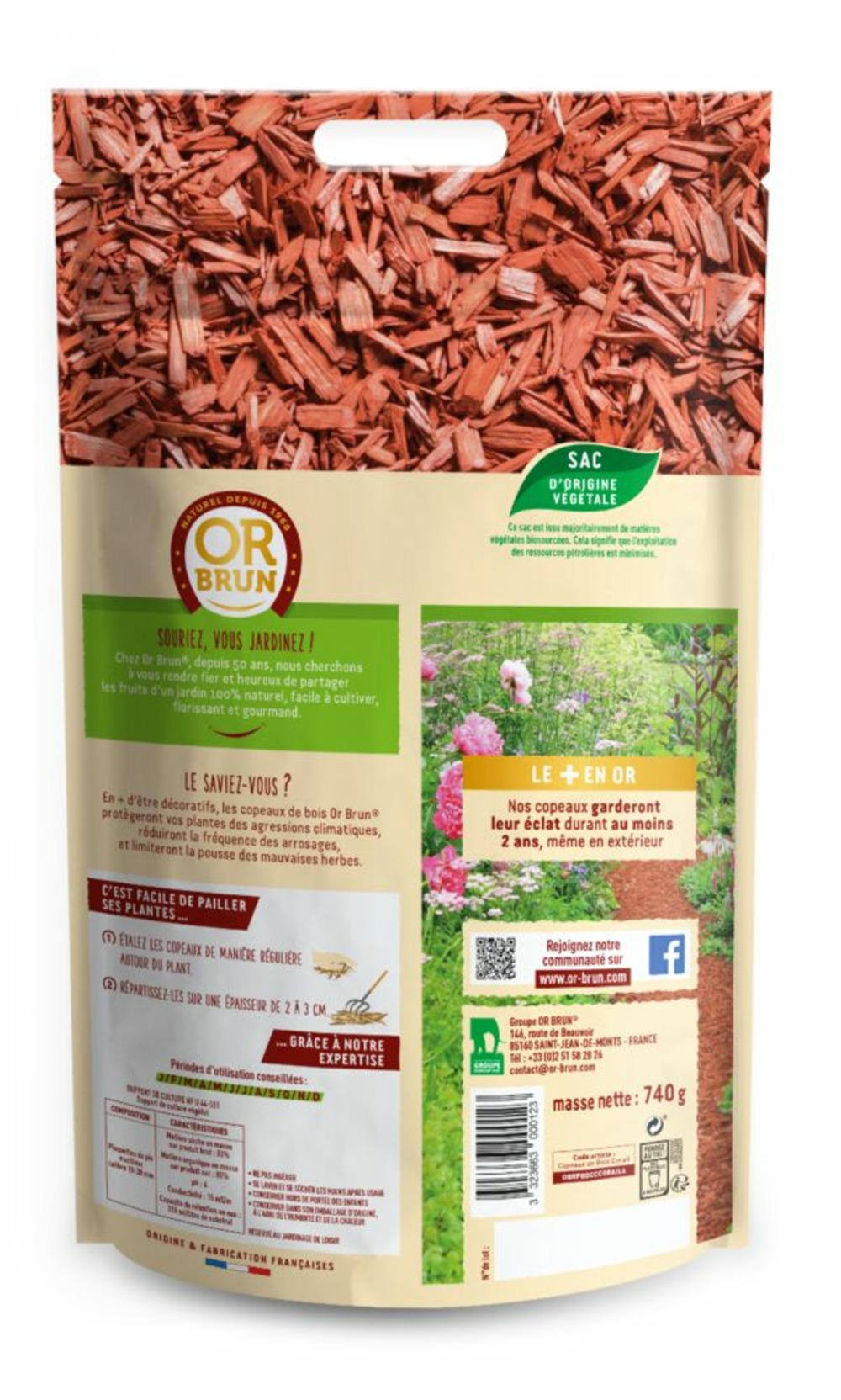 Obrpcdccorail4 | copeaux de bois corail | 4l | préserve l'humidité