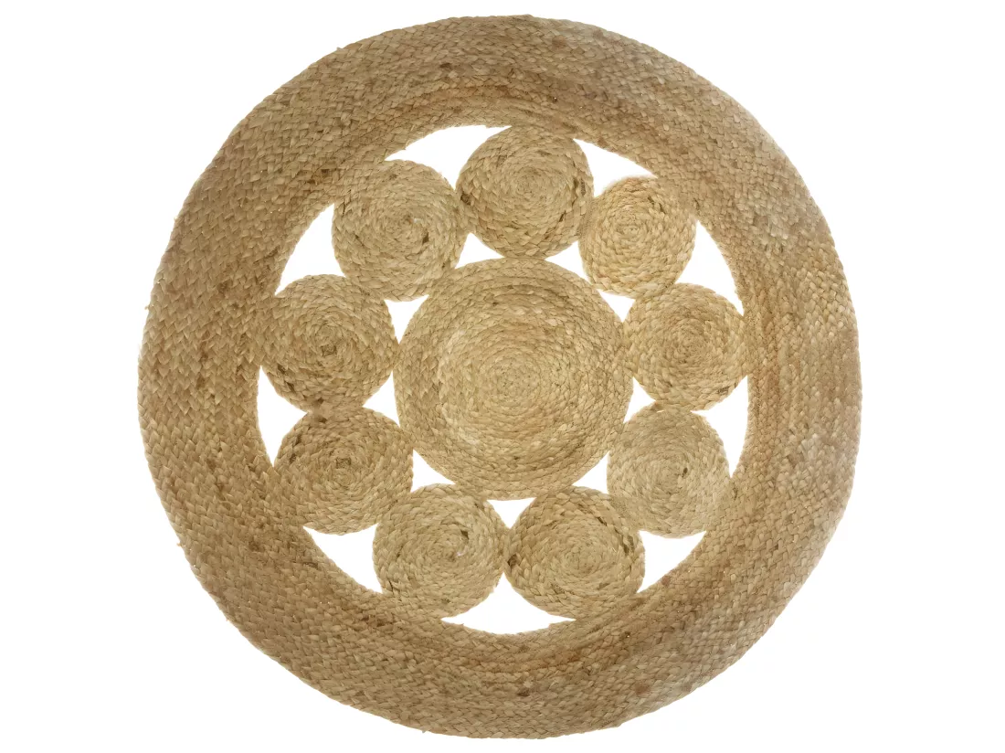 Tapis en Jute motif ajouré D 80 cm