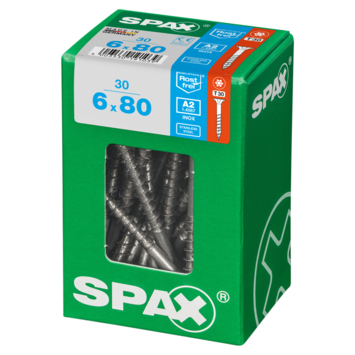 Spax universele schroef verzonken kop 6 x 80 mm rvs a2 30 stuks