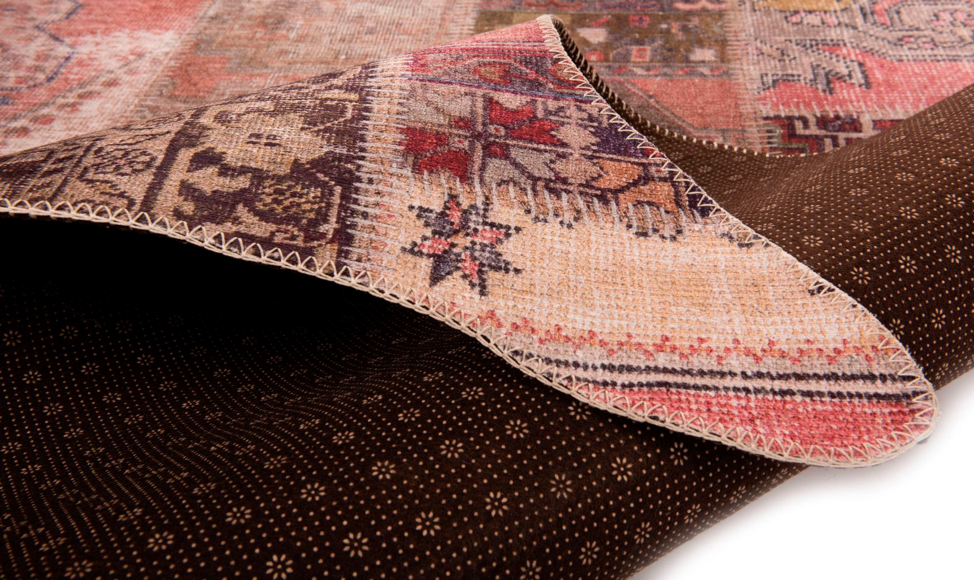 Gino Falcone Fellteppich »Elena 73« fellförmig 3 mm Höhe Kunstfell, bedruckt, Patchwork Design
