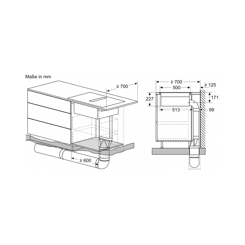 Bosch PXX801D67E Induktionskochfeld flächenbündig mit integriertem Dunstabzug 80cm