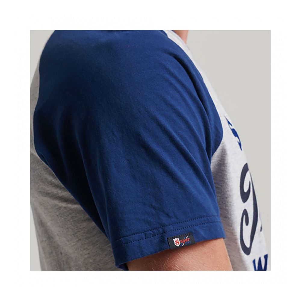 Superdry VINTAGE HOME RUN RAGLAN - Tee-shirt Homme glacier grey marl/regal blue