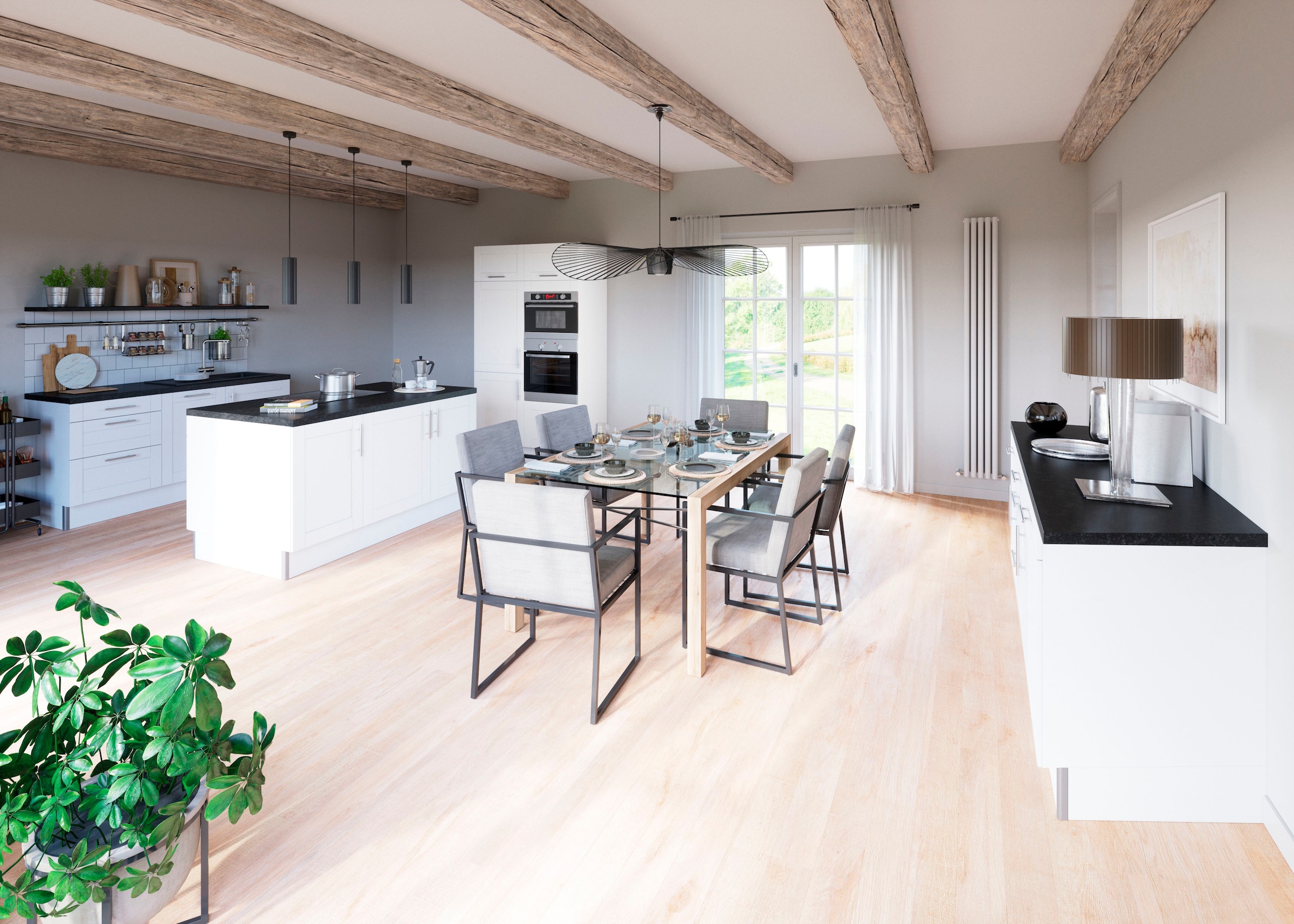 KOCHSTATION Küche »KS-Ahus« 180 cm breit, ohne E-Geräte, Soft Close Funktion, MDF Fronten