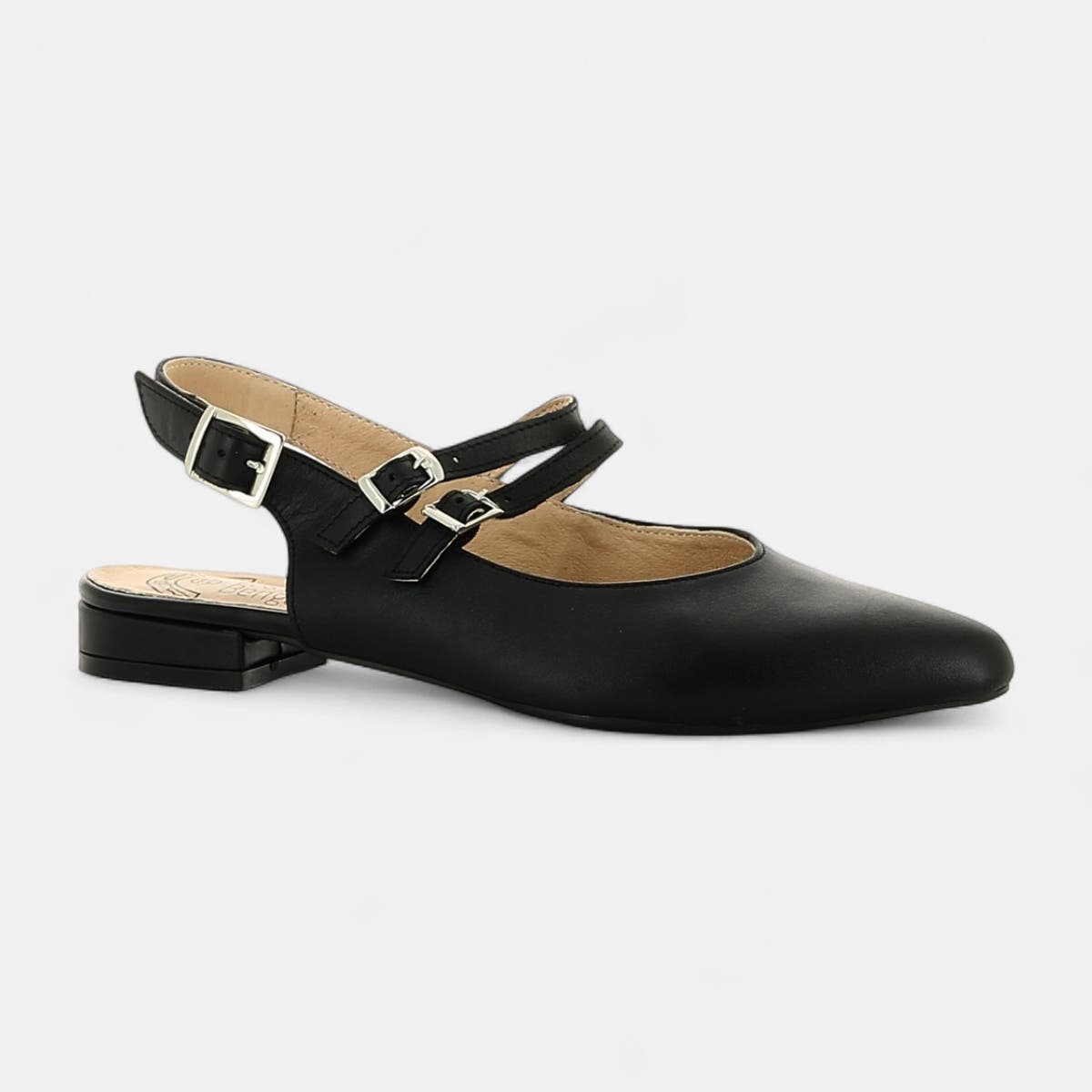 Escarpins avec bride arrière Femme en cuir noir