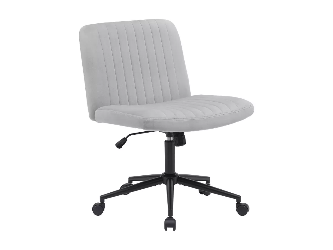 Chaise de bureau - Velours - Gris clair - Kingman