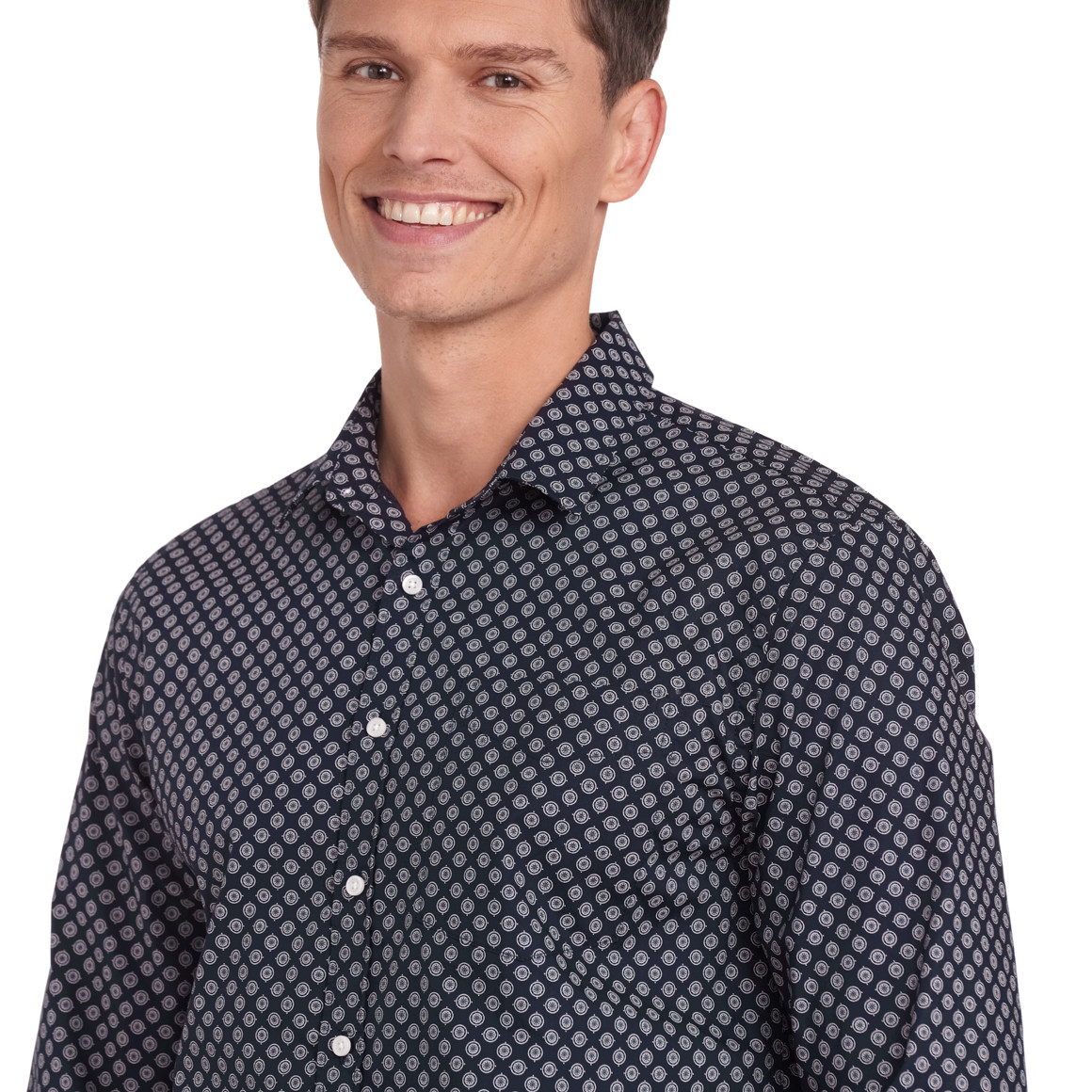 VanVaan Herren Hemd mit Allover-Muster dunkelblau