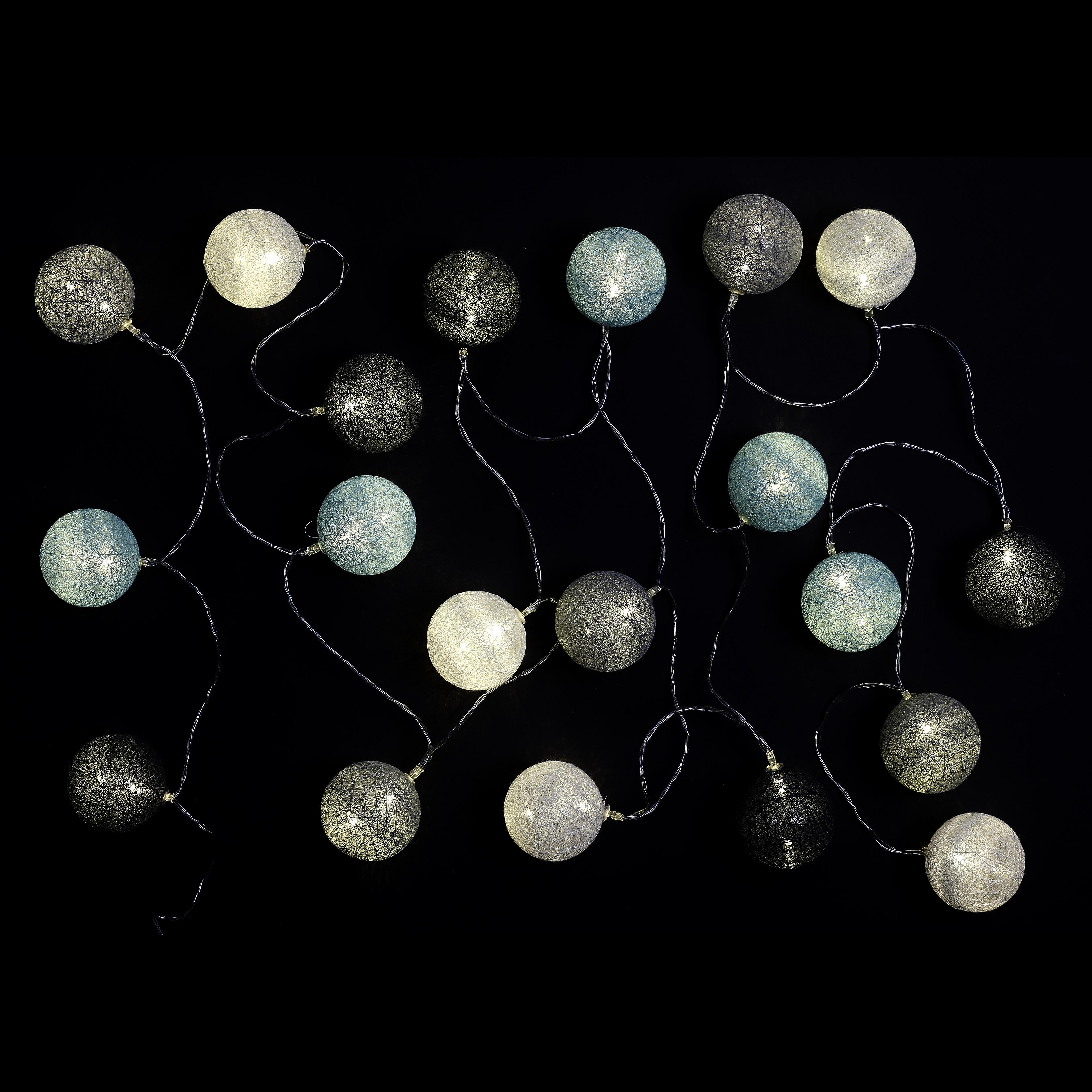 GUIRLANDE BOULE BLEU GRIS 20 LED D.6CM