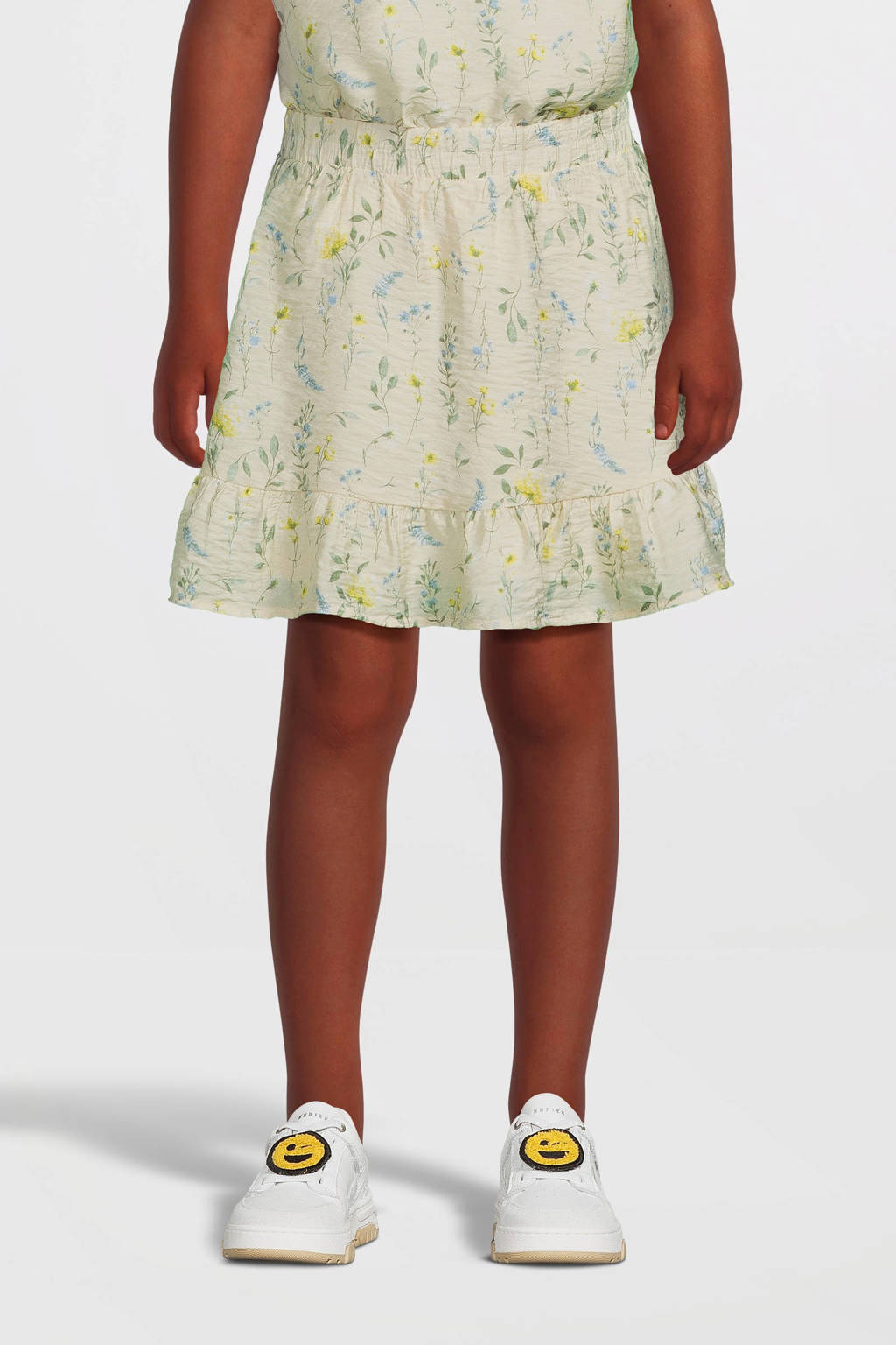 VERO MODA GIRL gebloemde rok VMJOSIE ecru/geel/groen