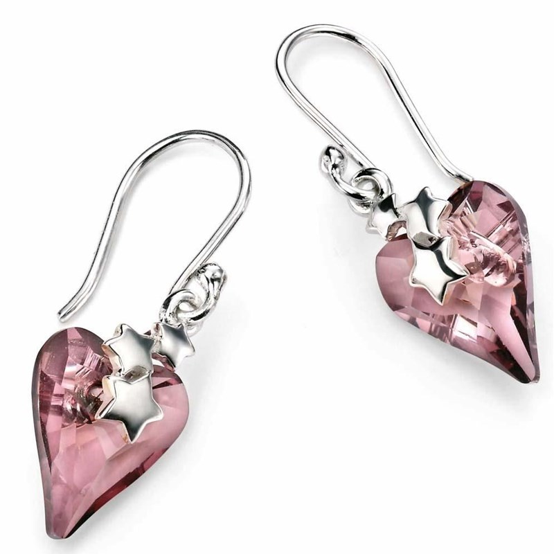 Boucle d'oreille coeurs et étoiles en argent 925/1000