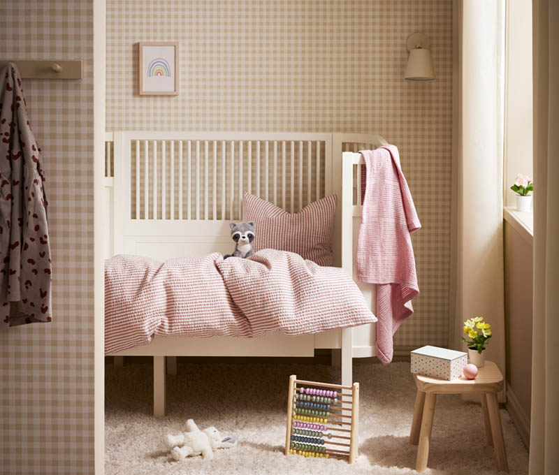 Lykke kreppsengesett 80x100 rosa