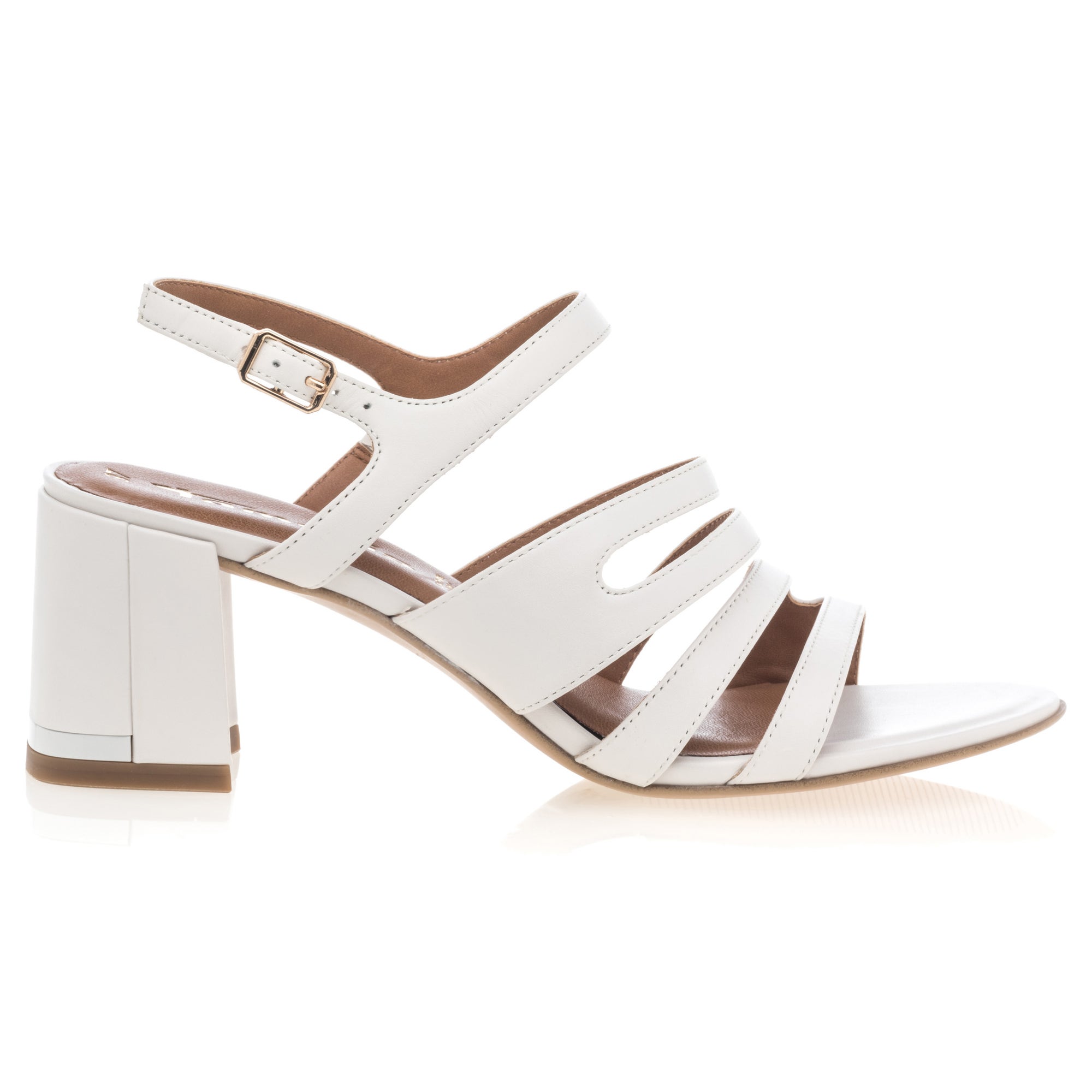 Nu-pieds à talon Femme en cuir blanc