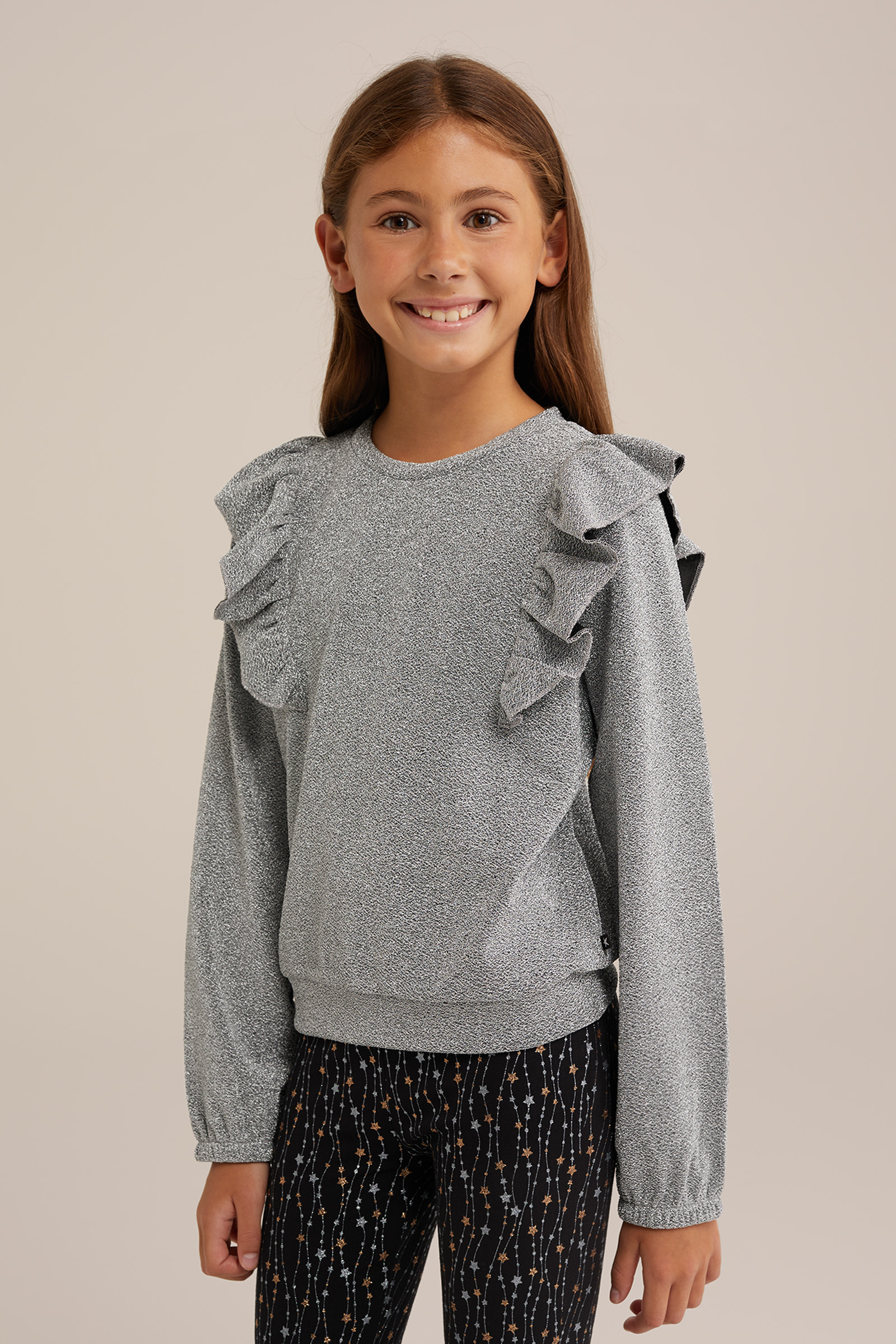 Meisjes sweater met glittergaren WE Fashion Zilver