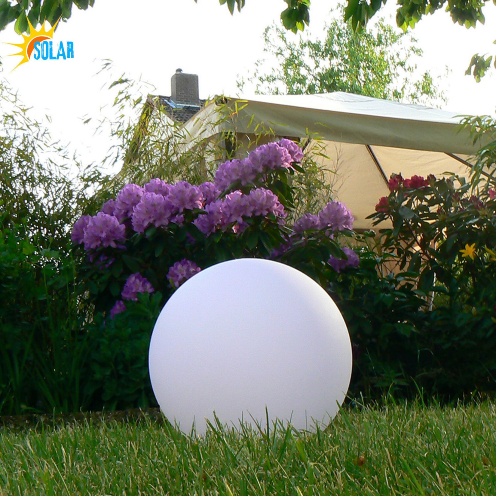 Ø 30cm LED Solarlampe Solarleuchte IP54 mit Farbwechsel, Lichtsensor, Erdspieß