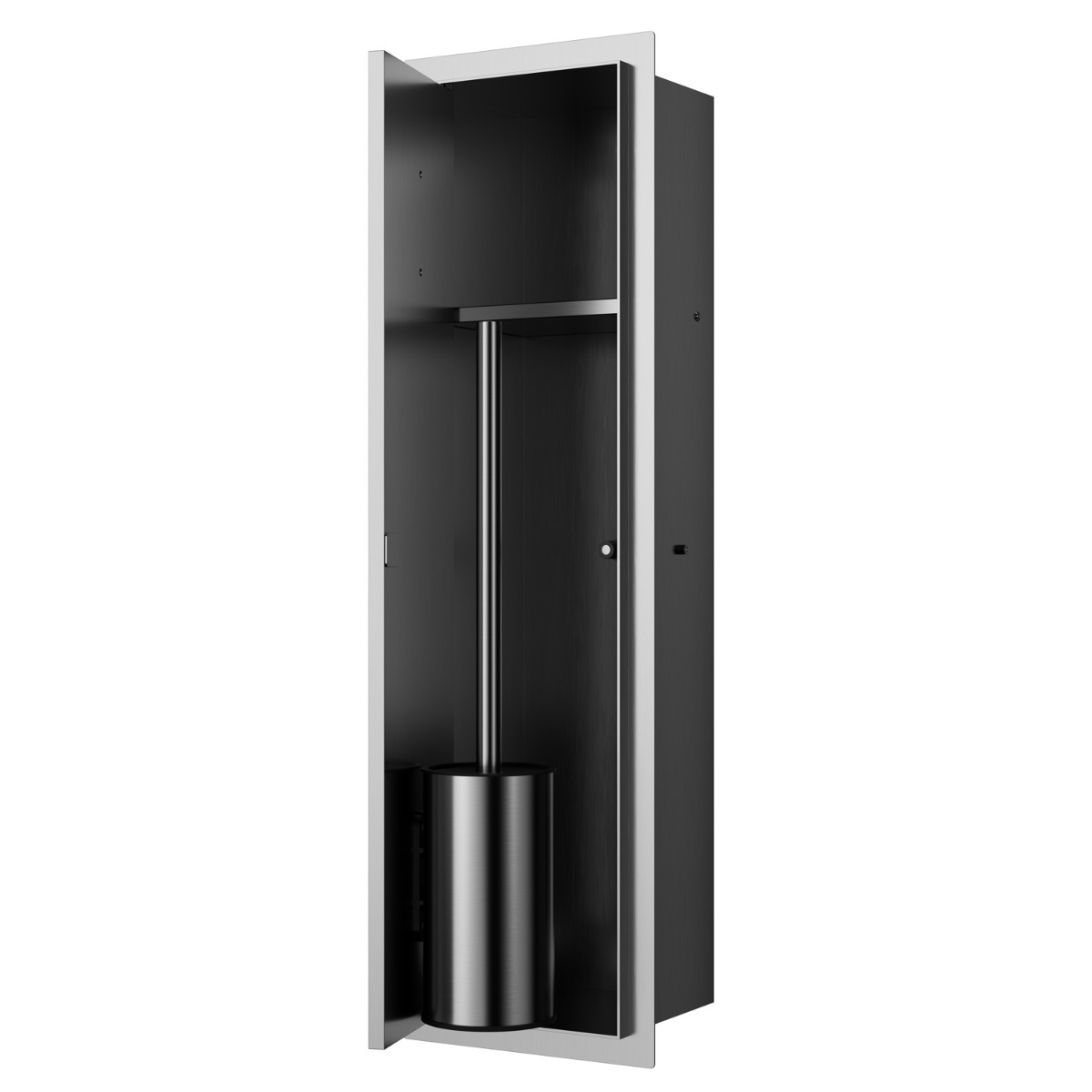 Saniclear Hide inbouw toiletborstel met rolhouder RVS