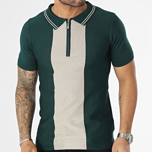 Polo Manches Courtes Vert Beige