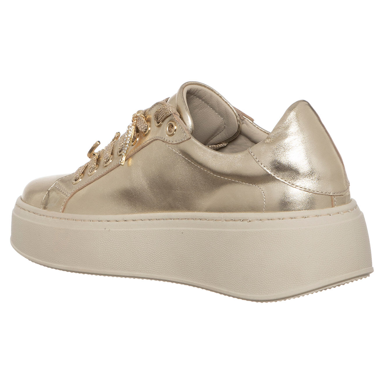 Loretta Pettinari Sneakers en Cuir Mathilde dorées
