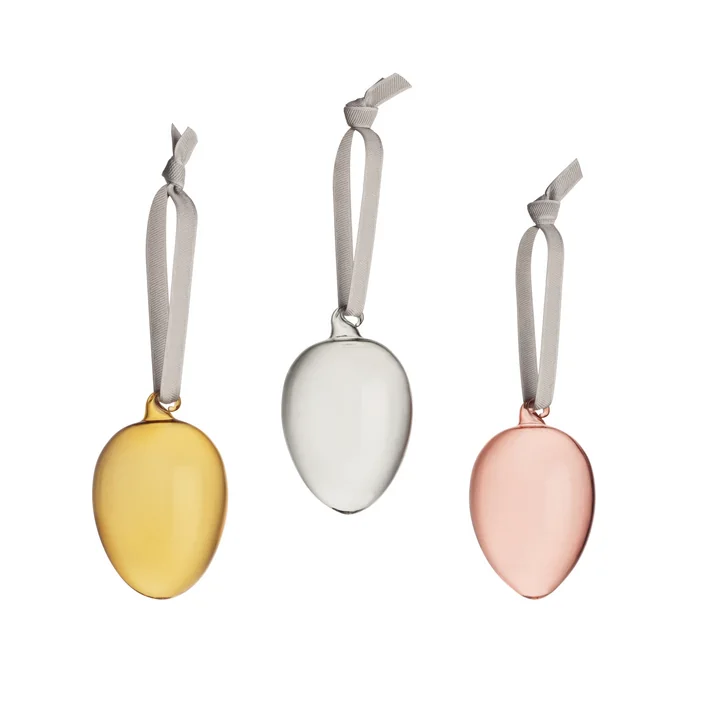 Iittala - Ostereier aus Glas, grau / gelb / rosa (3er-Set)